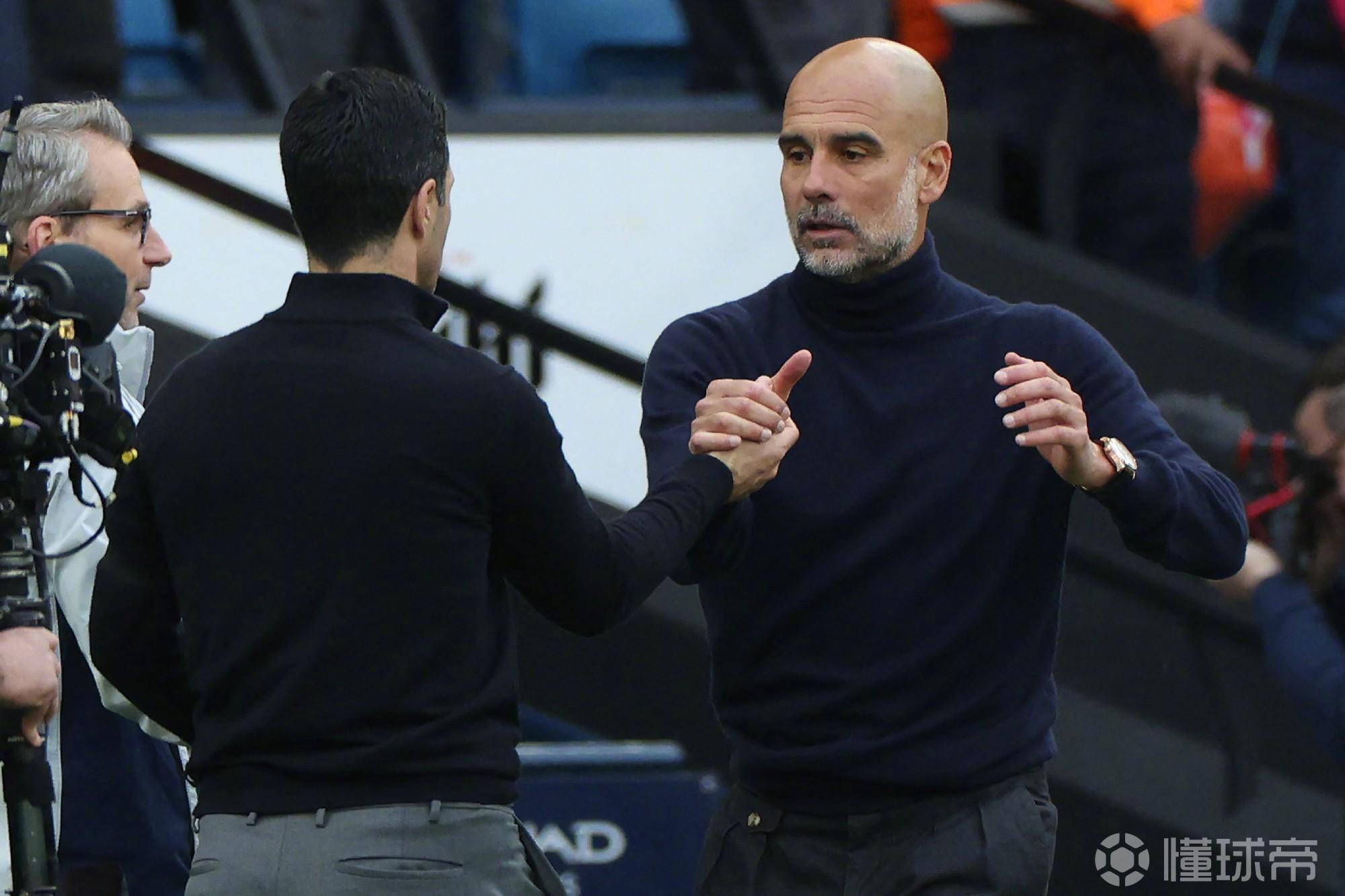 8胜2平，瓜氏曼城英超主场对阵阿森纳保持不败